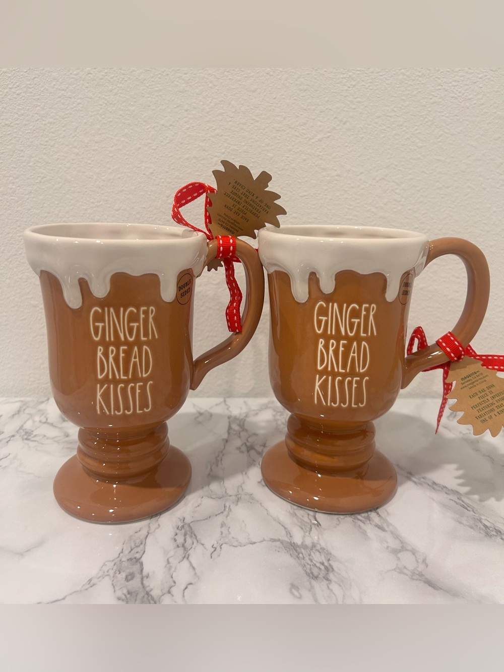 Rae Dunn Gingerbread Kisses Mug - Brown & White
